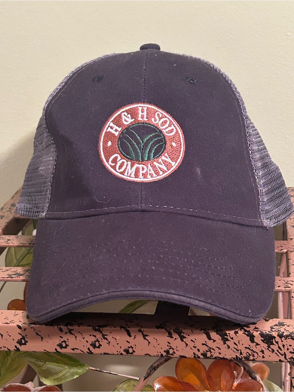 H&H Sod Company Trucker Hat Quake City Caps Mesh Snapback Patch Charcoal Grey